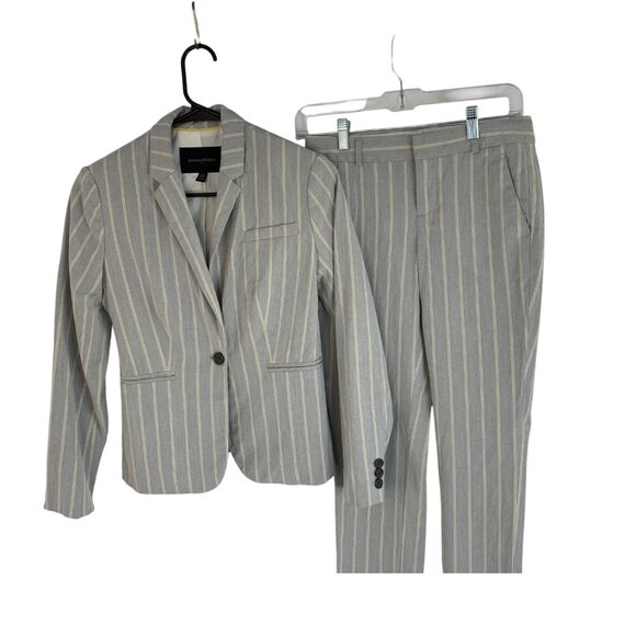 Banana Republic Womens Stripe Two-Piece Suit Set 00P Blazer & Pants - Picture 7 of 13